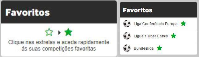 Marcar como favoritos na Betway