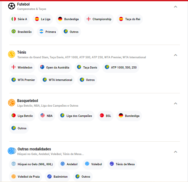 Desportos disponíveis com live streaming na Betclic