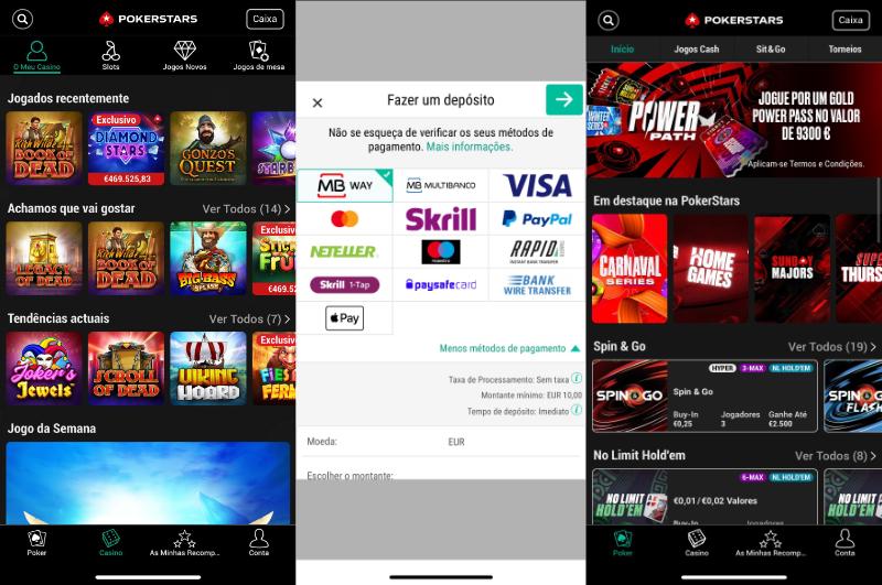 Depósitos na Pokerstars App