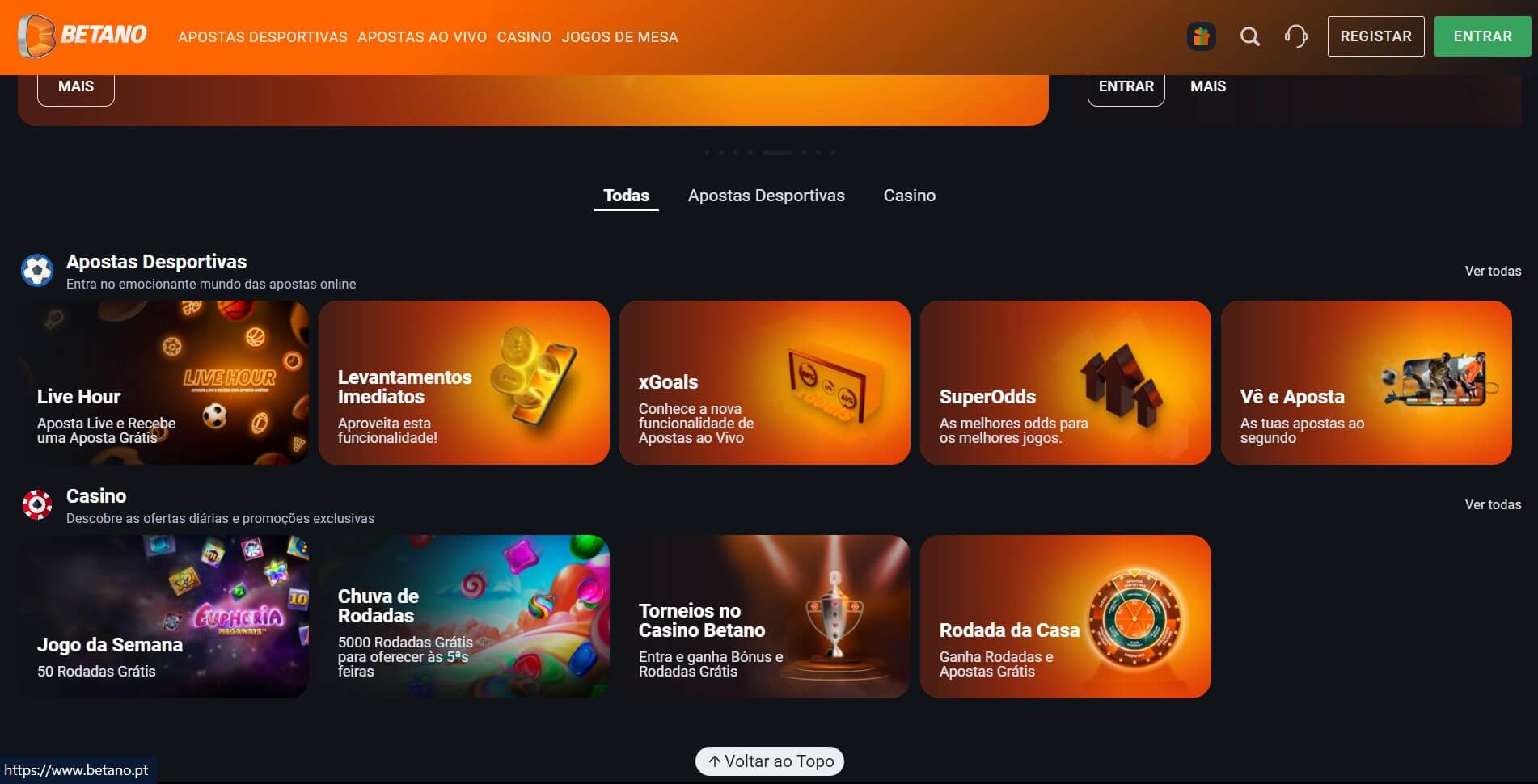 Várias Promoções na Betano para Desporto e casino