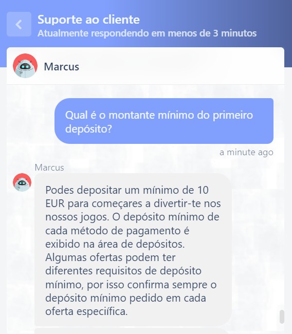 Chat com o apaio ao cliente do casino BacanaPlay