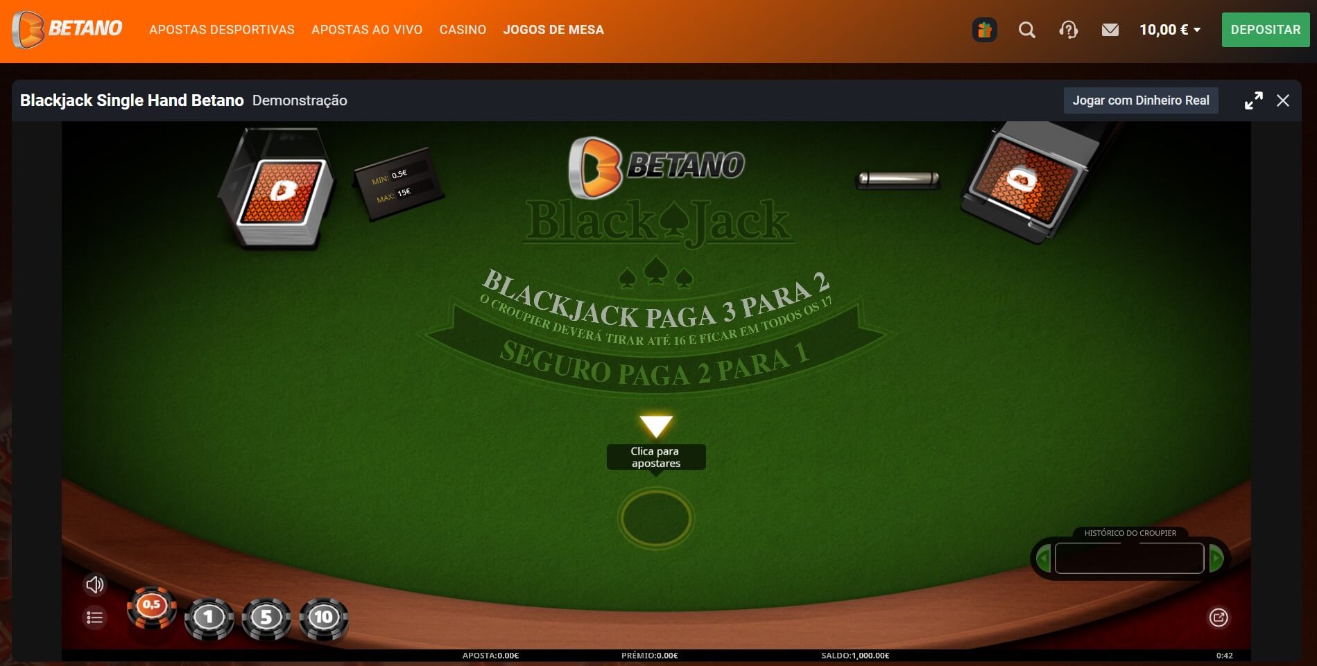 Jogo de Blackjack no Betano Casino