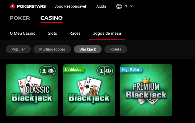 Blackjack no casino Pokerstars