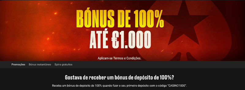 Bónus de boas-vindas do casino Pokerstars