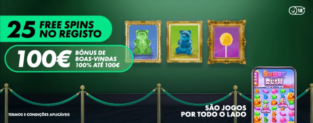 Bónus de Boas-Vindas 100% Até 100€ e 25 Rodadas Grátis no Casino da Solverde