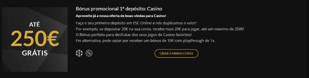Bonus de casino disponível na ESC Online