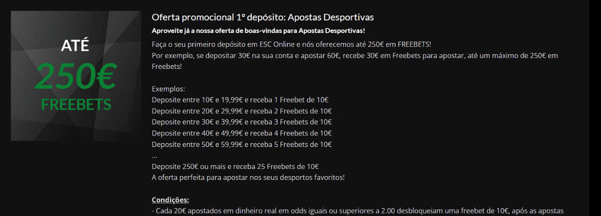 Bonus de desporto disponível na ESC Online