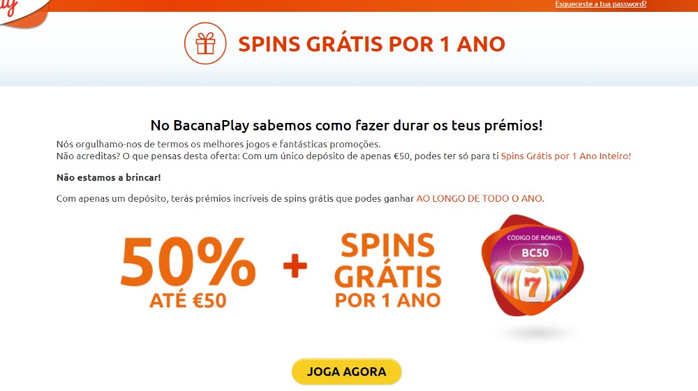 Bónus free spin do casino BacanaPlay