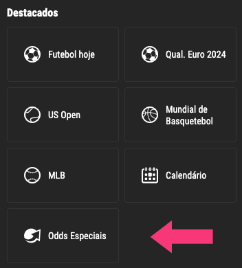 Botão de odds especiais na Bwin