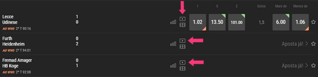 Como chegar ao live stream da Bwin