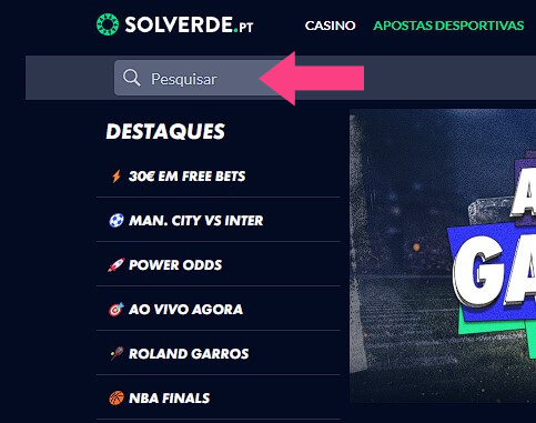 Filtros de Pesquisa dos Eventos na Solverde Online