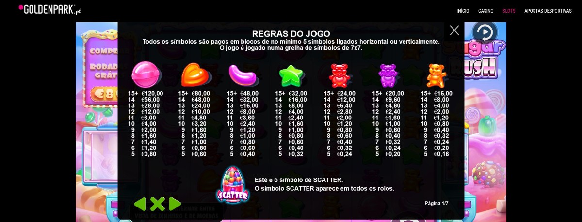 Informações da slot machine na GoldenPark