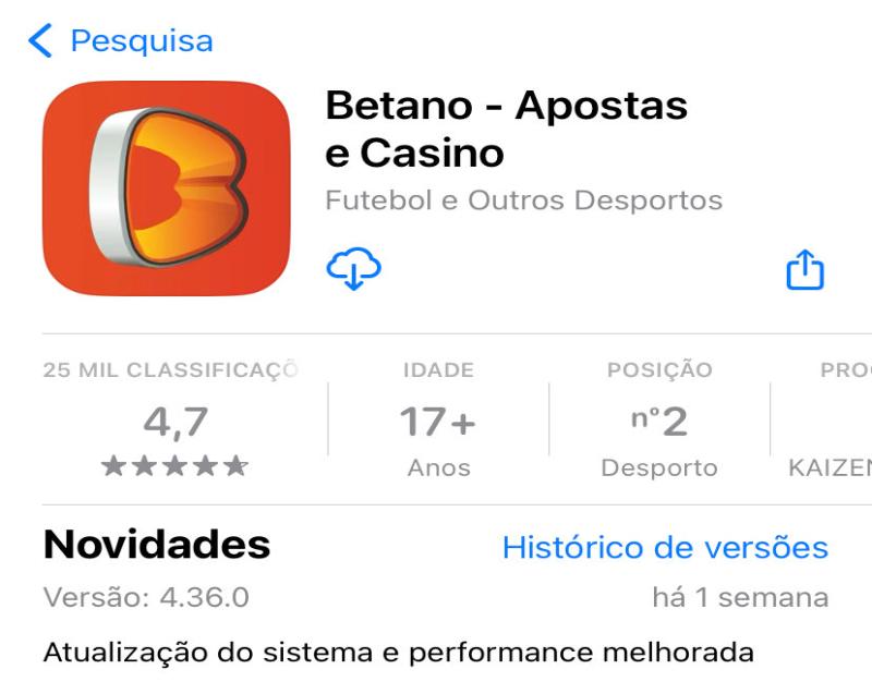 Instalar a betano app no IOS