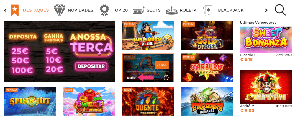 Como jogar gratis no casino Nossa Aposta