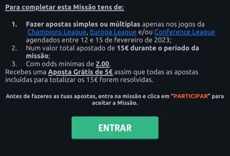 Condições da promoção missão europa na betano app