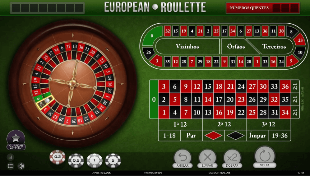 Roleta europeia no casino Nossa Aposta