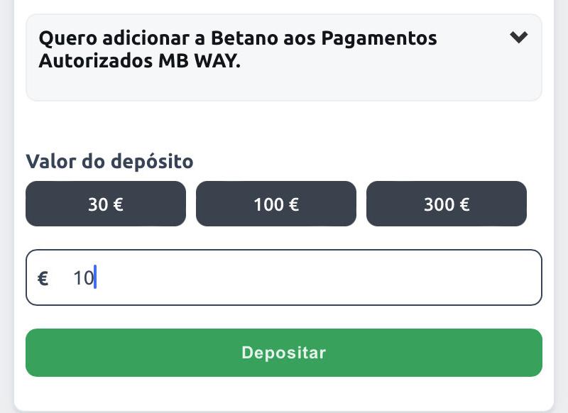 Depósito na betano app