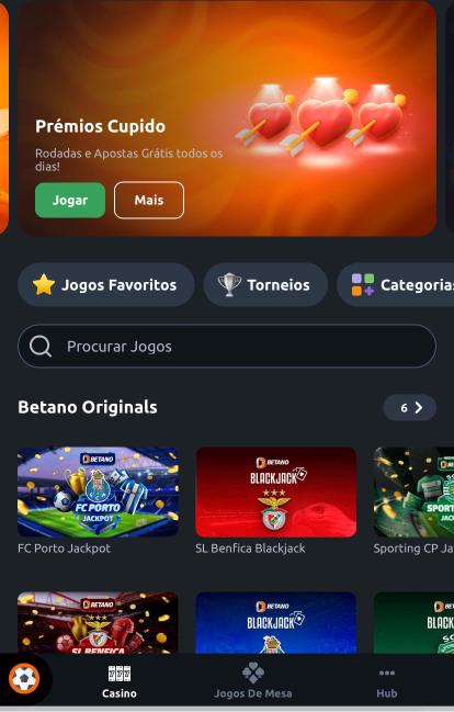 Vista geral do casino na betano app